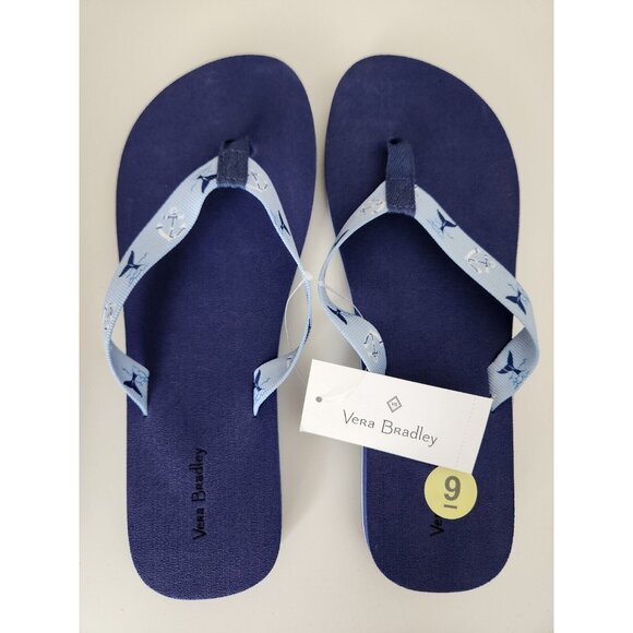 Vera Bradley Webbing Strap Women's Flip Flops Sandals Really Regatta Blue Size 9 - Picture 8 of 8